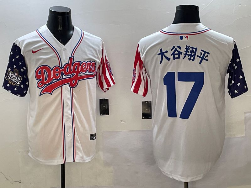 Men Los Angeles Dodgers 17 Ohtani White a generation of national flags Joint name 2025 Nike MLB Jersey style 9
